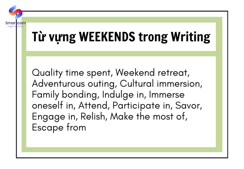Danh sách WEEKEND vocabulary IELTS trong Writing