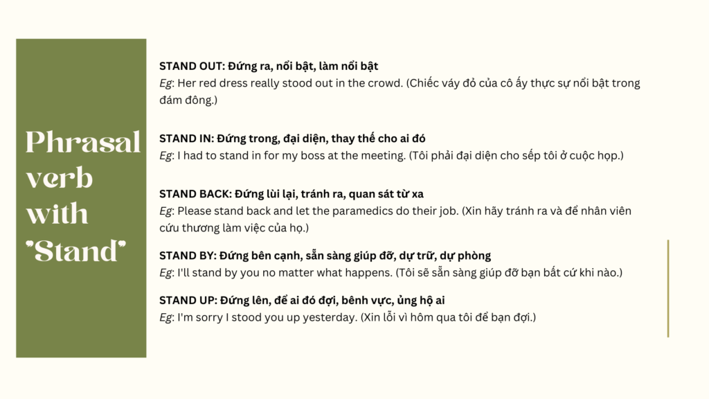 Một số cụm động từ với "Stand"