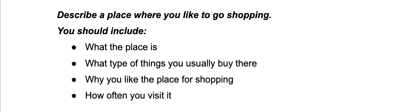 Speaking chủ đề Shopping: A place where you like to go shopping