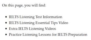 (Ảnh: Danh sách tài liệu của IELTS Liz dành cho việc ôn tập IELTS Listening)