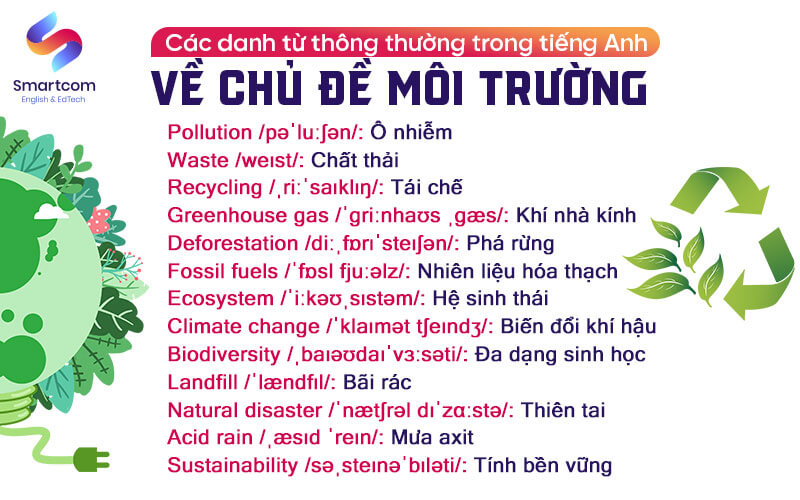 danh từ thông thường trong tiếng anh về môi trường