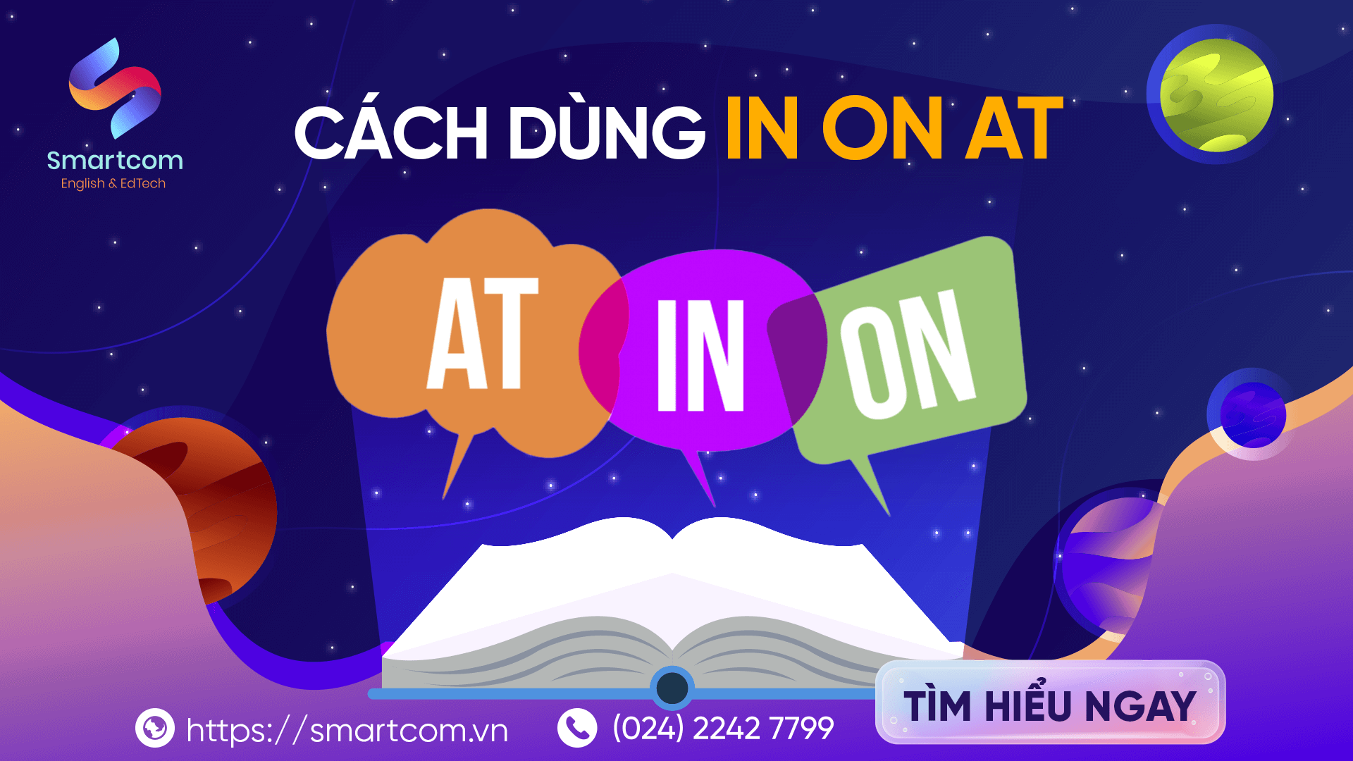 Cách dùng in on at