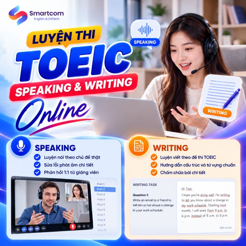 Luyện thi TOEIC Speaking and Writing online: cách chia buổi học