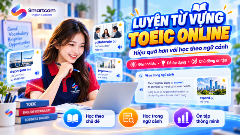 Luyện từ vựng TOEIC online: học theo ngữ cảnh và ôn cách quãng