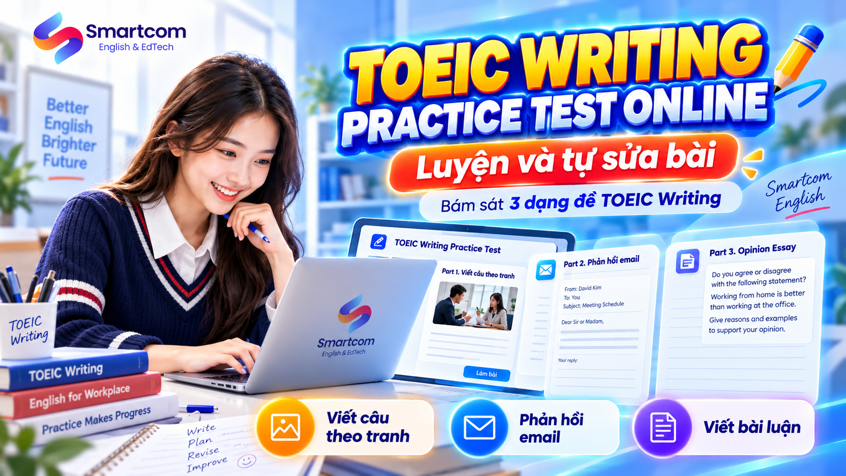 TOEIC Writing practice test online free: Luyện bài viết và tự sửa lỗi
