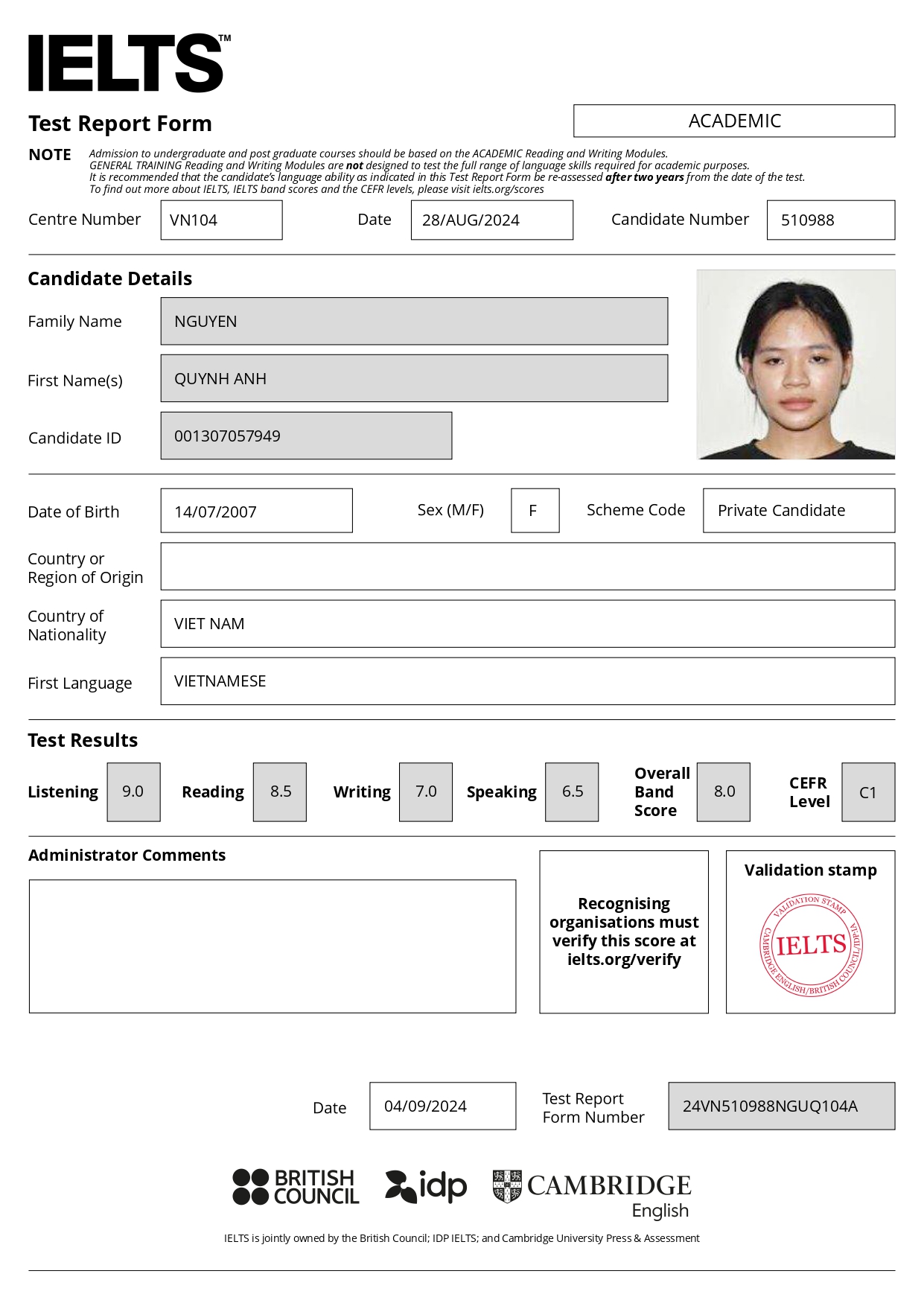 nguyen-quynh-anh-thpt-xuan-dinh-8-ielts