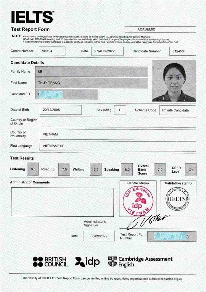 Le Thùy Trang IELTS 7.0 1