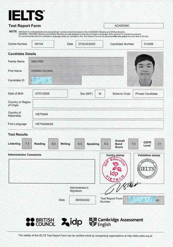 Nguyẽn Hoàng Duong IELTS 7.0 1