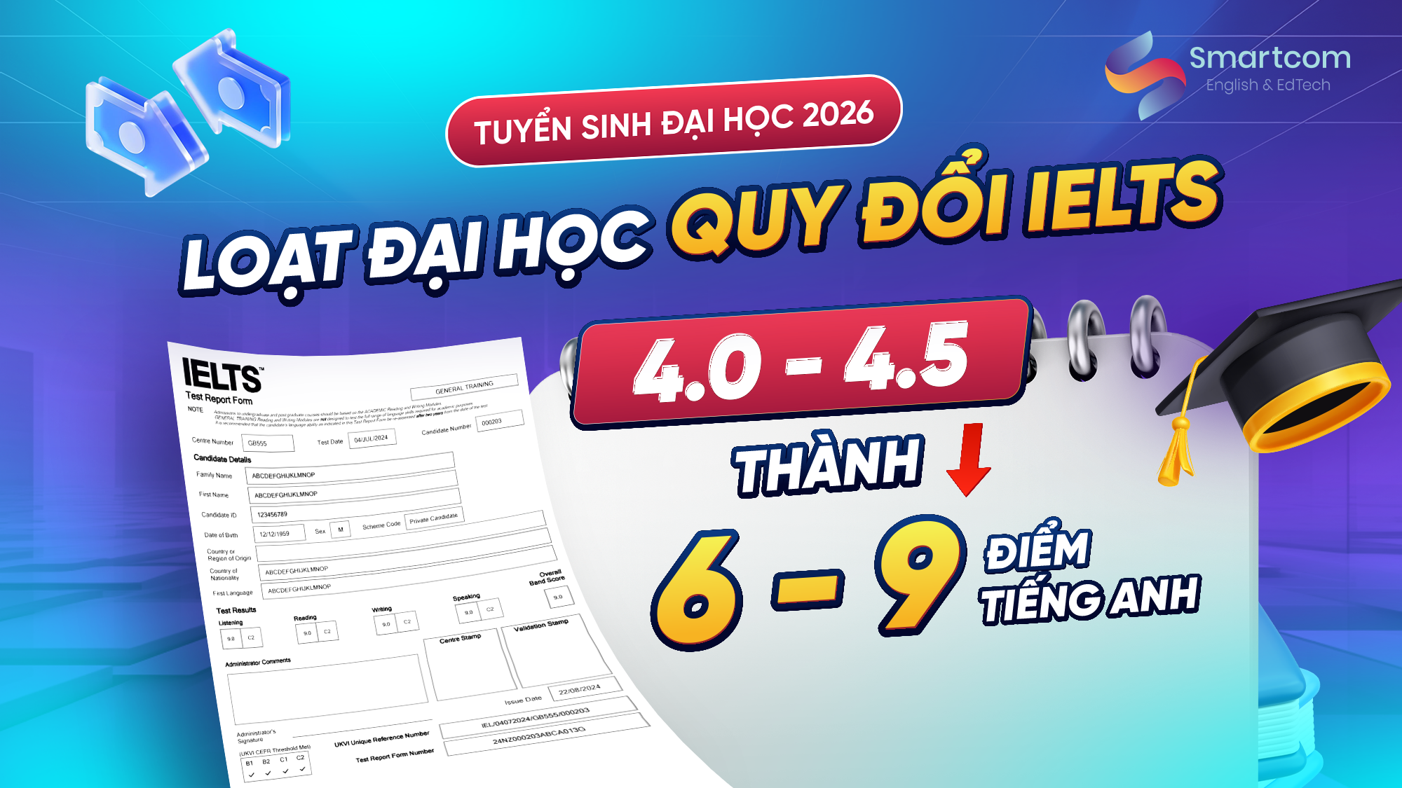 Loạt Đại học quy đổi IELTS 4.0-4.5 thành 6-9 điểm tiếng Anh