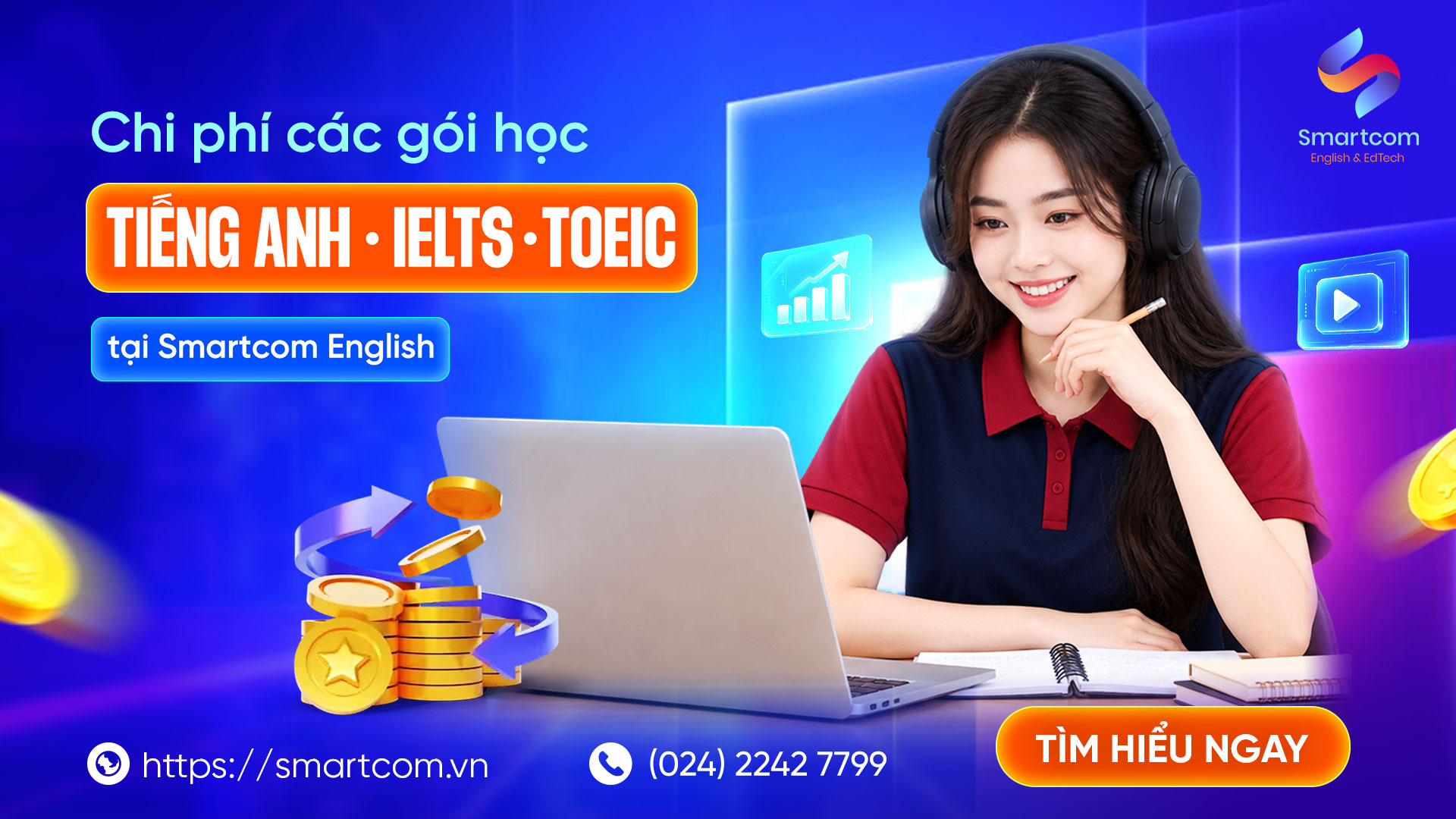 Chi phí các khóa học tiếng Anh, IELTS, TOEIC tại Smartcom English