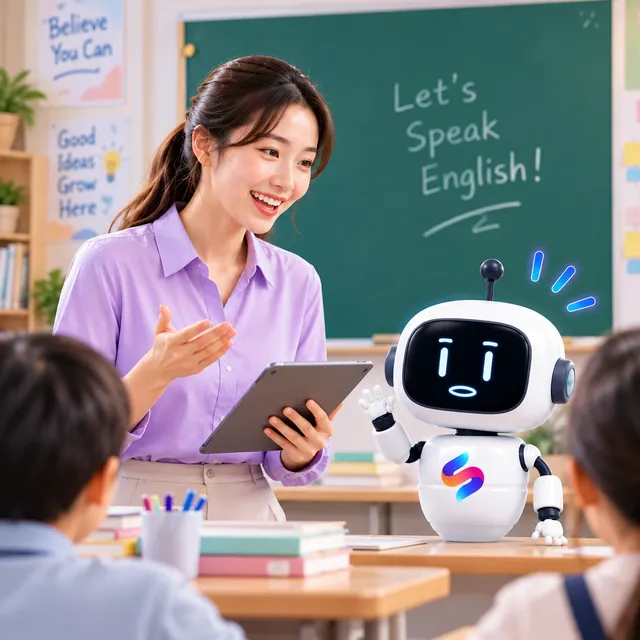 Cô giáo dùng Smartea trong lớp học tiếng Anh