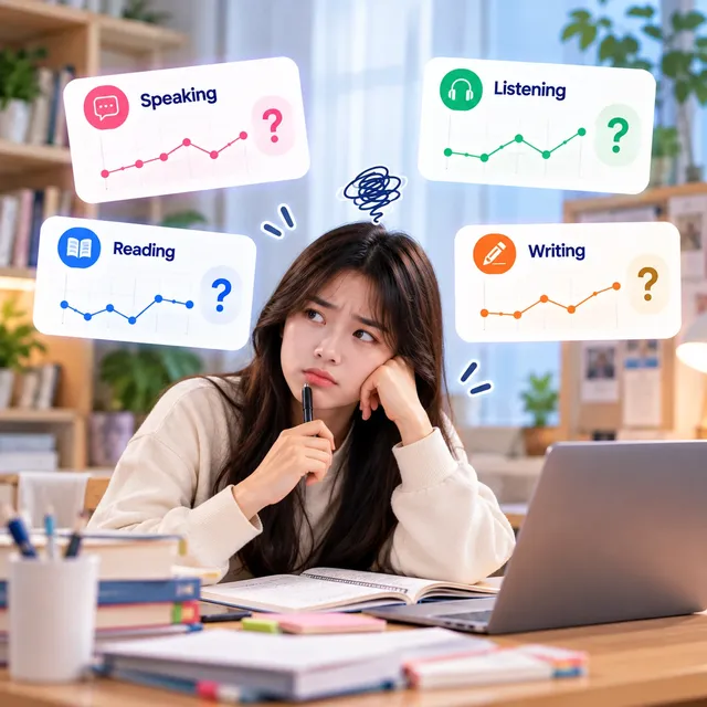 Học viên băn khoăn về tiến bộ của 4 kỹ năng Speaking, Listening, Reading, Writing